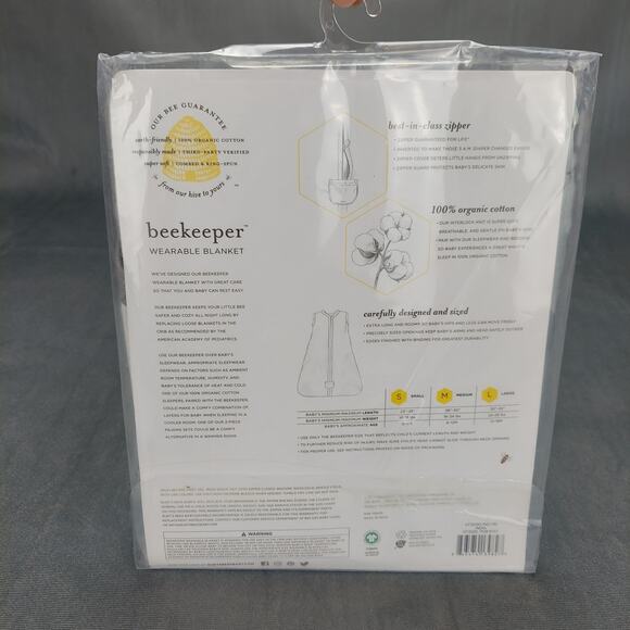 Burt's Bees Baby Unisex Beekeeper Wearable Blanket Organic Cotton Swaddle Blue S - Picture 2 of 5